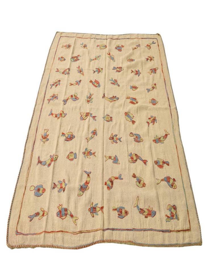 Detail image of 5' x 6' 6  Hand Woven Kilim Suzani Wool Rug