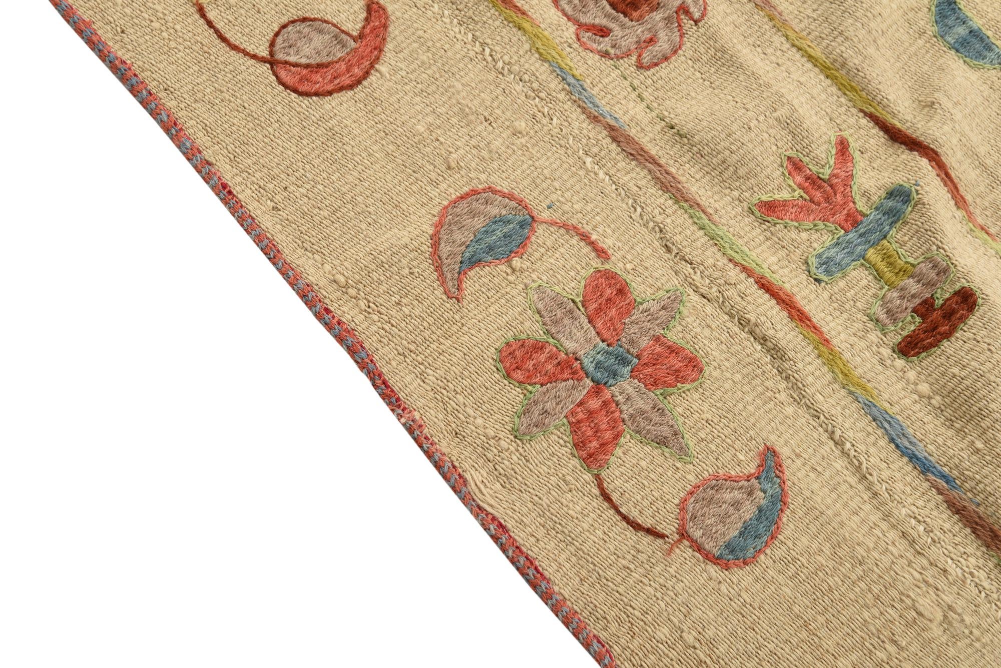 5' x 6' 10 Hand Woven Kilim Suzani Wool Rug
