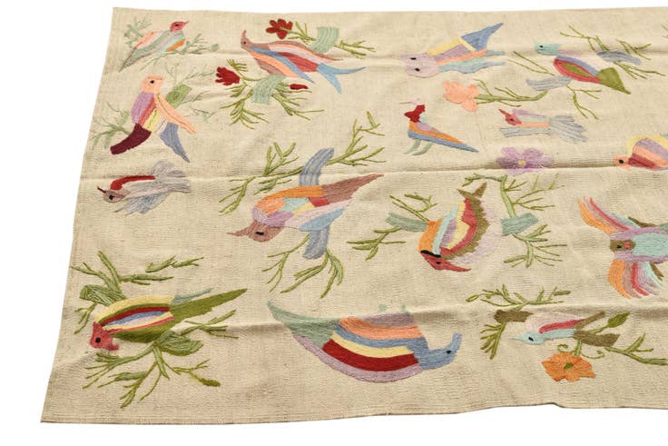 Detail image of 4' 2 x 5' 8 Hand Woven Kilim Suzani Wool Rug