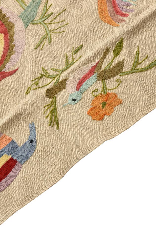 Detail image of 4' 2 x 5' 8 Hand Woven Kilim Suzani Wool Rug