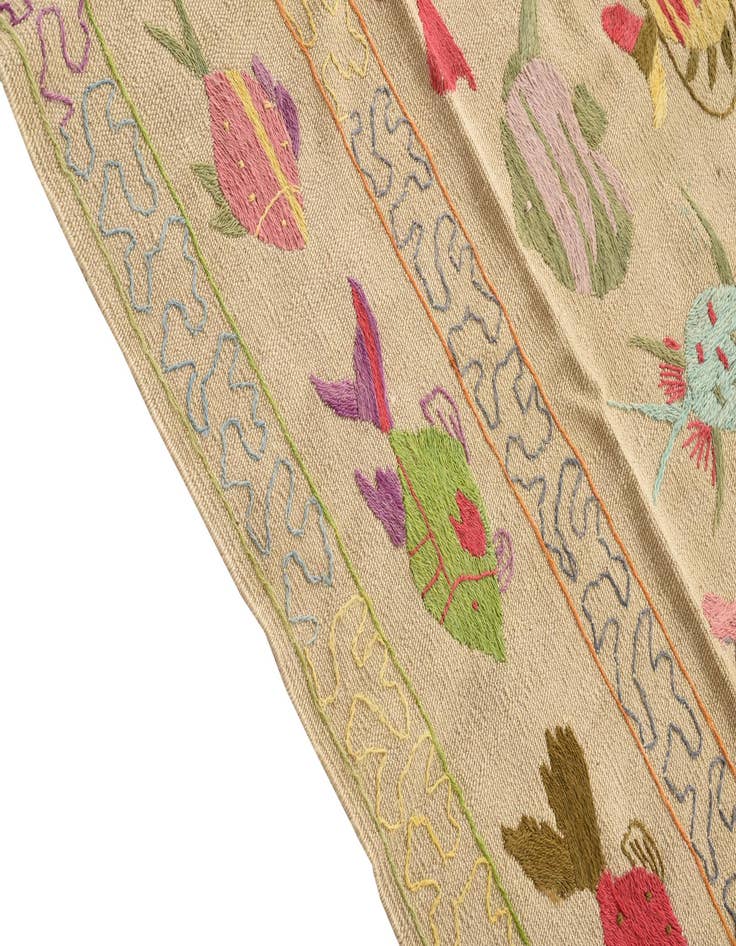 Detail image of 5' 4 x 7' 6  Hand Woven Kilim Suzani Wool Rug