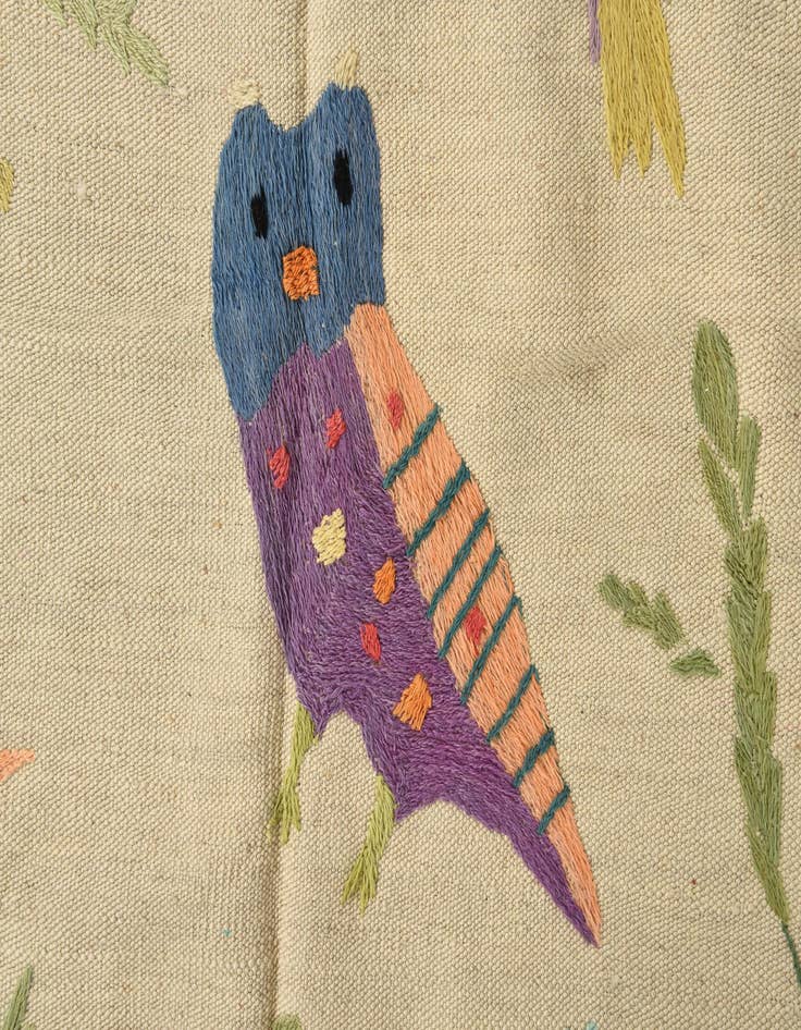 Detail image of 6' 5 x 9'  Hand Woven Kilim Suzani Wool Rug