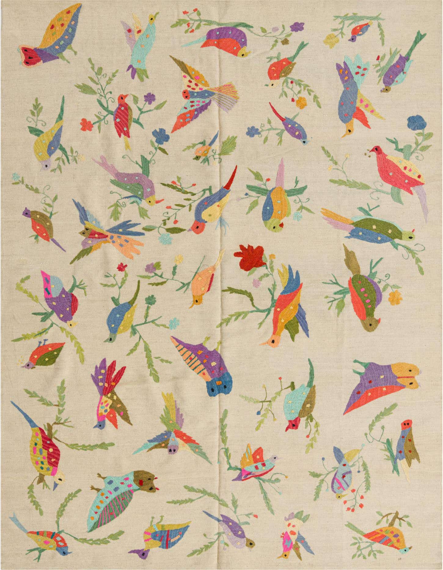 6' 5 x 9' Hand Woven Kilim Suzani Wool Rug