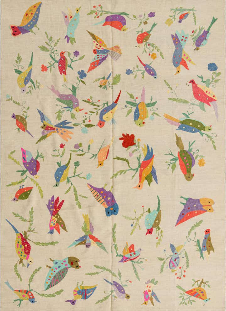 6' 5 x 9' Hand Woven Kilim Suzani Wool Rug