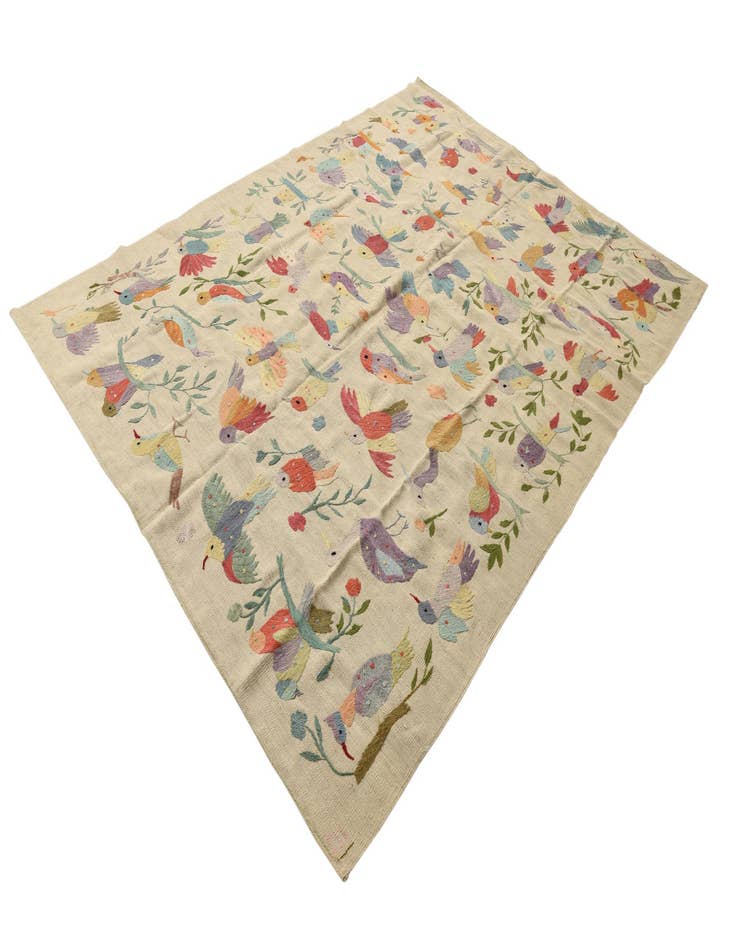 Detail image of 6' 8 x 8' 11  Hand Woven Kilim Suzani Wool Rug