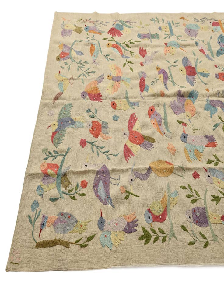 Detail image of 6' 8 x 8' 11  Hand Woven Kilim Suzani Wool Rug