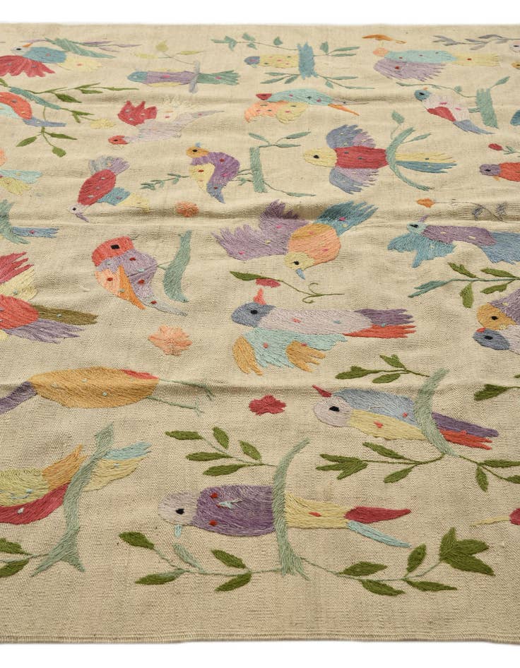 Detail image of 6' 8 x 8' 11  Hand Woven Kilim Suzani Wool Rug