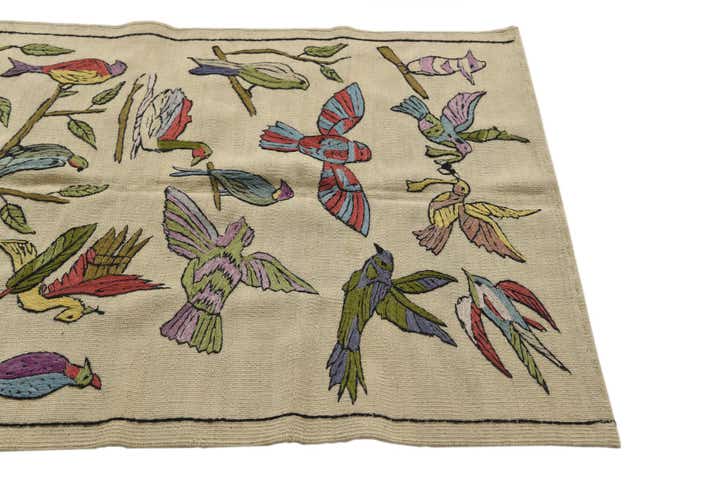 3' 2 x 4' 8 Hand Woven Kilim Suzani Wool Rug