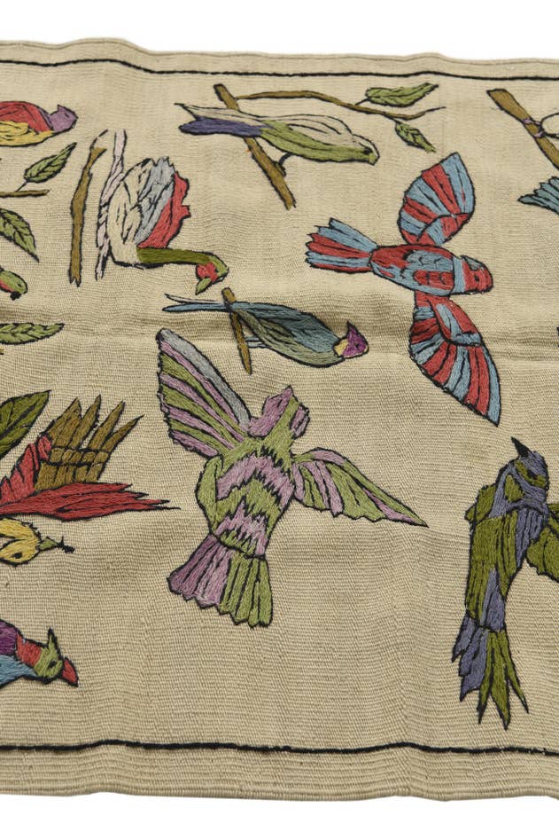 Detail image of 3' 2 x 4' 8 Hand Woven Kilim Suzani Wool Rug