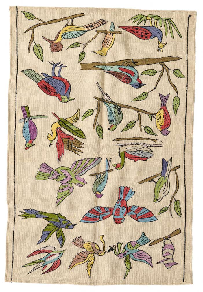 3' 2 x 4' 8 Hand Woven Kilim Suzani Wool Rug