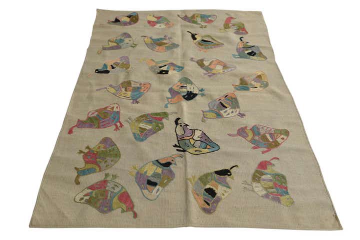 3' 9 x 5' 10 Hand Woven Kilim Suzani Wool Rug