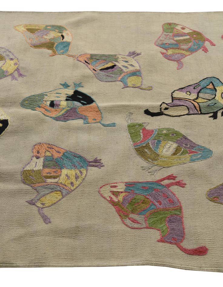 Detail image of 3' 9 x 5' 10  Hand Woven Kilim Suzani Wool Rug