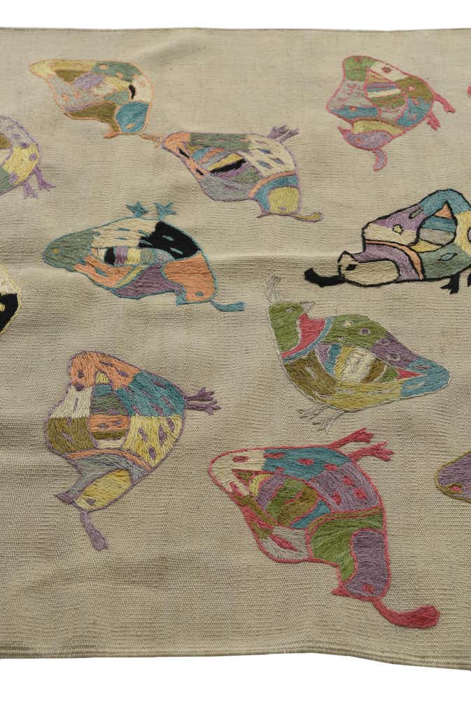 3' 9 x 5' 10 Hand Woven Kilim Suzani Wool Rug