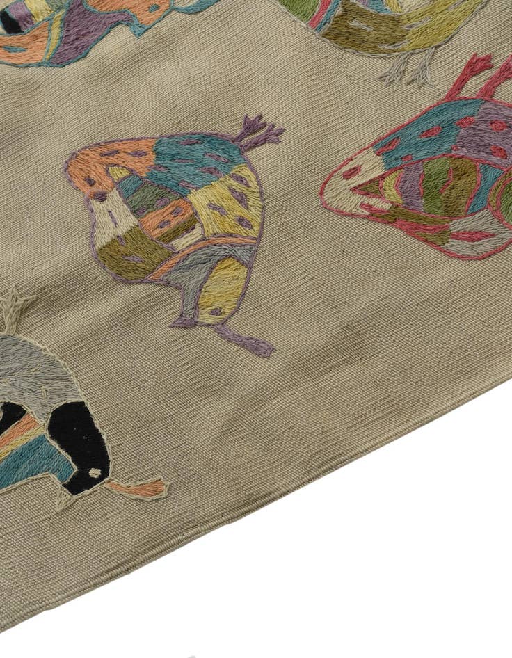 Detail image of 3' 9 x 5' 10  Hand Woven Kilim Suzani Wool Rug