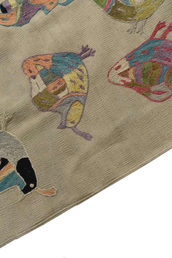 3' 9 x 5' 10 Hand Woven Kilim Suzani Wool Rug