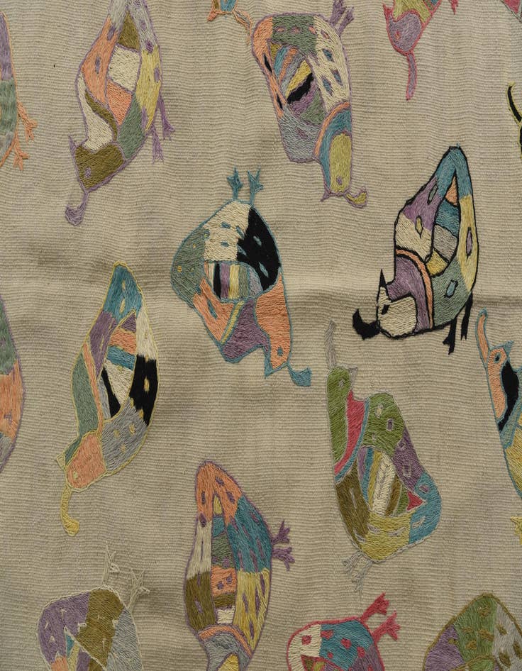 Detail image of 3' 9 x 5' 10  Hand Woven Kilim Suzani Wool Rug