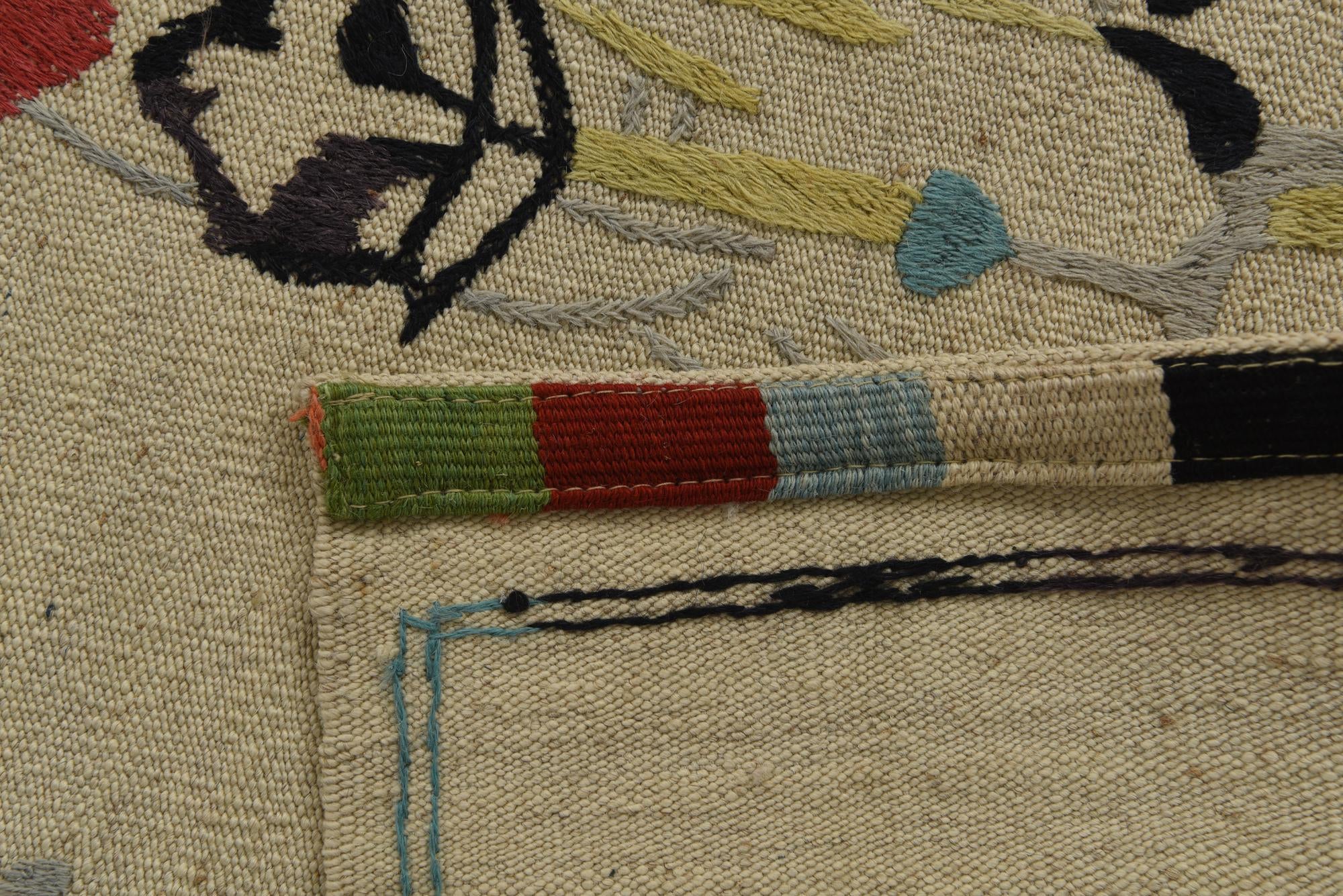 4' 1 x 5' 9 Hand Woven Kilim Suzani Wool Rug