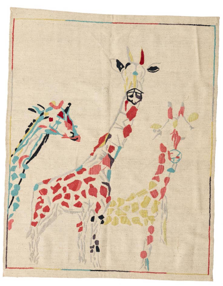 Detail image of 4' 1 x 5' 9 Hand Woven Kilim Suzani Wool Rug