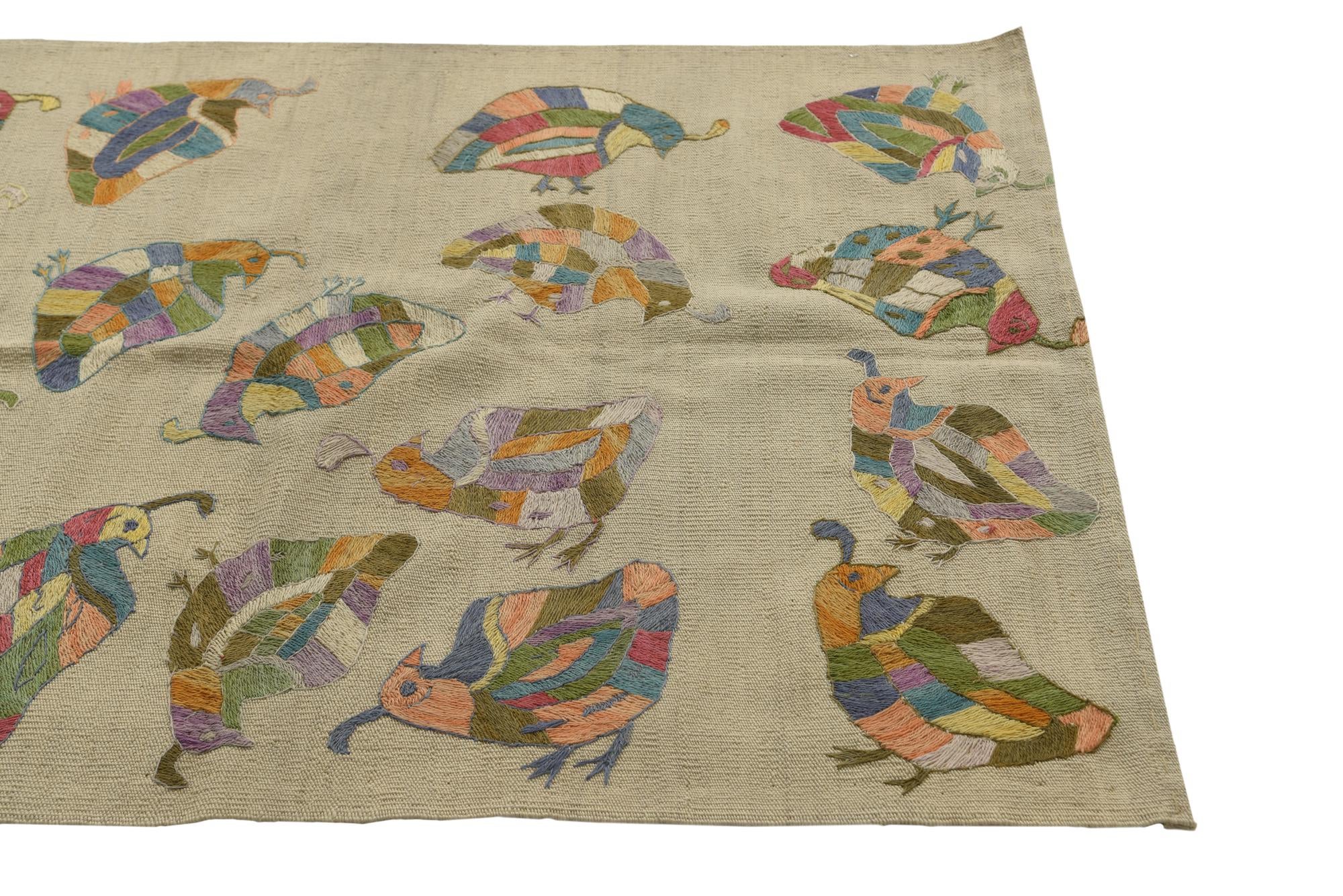 3' 3 x 4' 7 Hand Woven Kilim Suzani Wool Rug