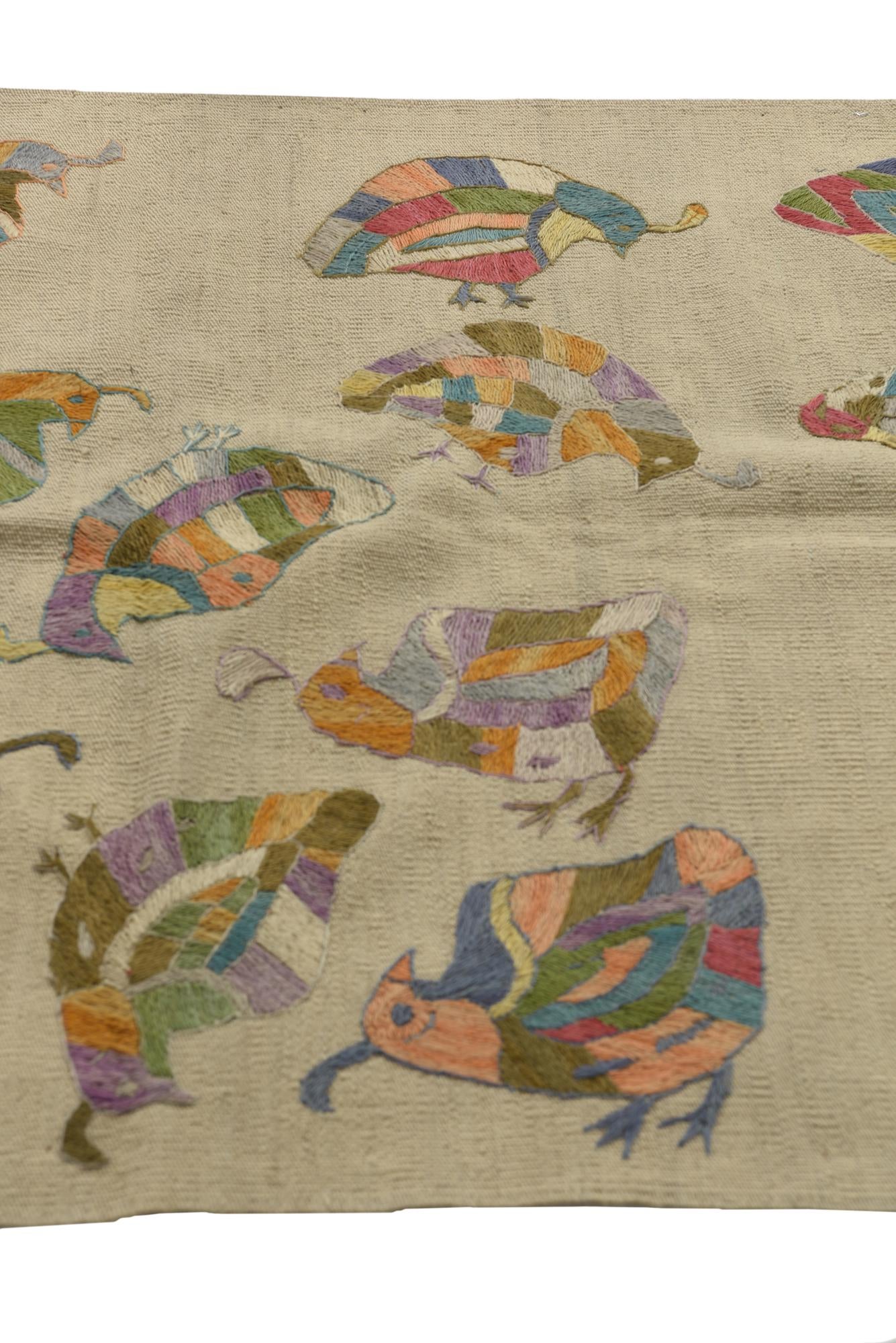 3' 3 x 4' 7 Hand Woven Kilim Suzani Wool Rug