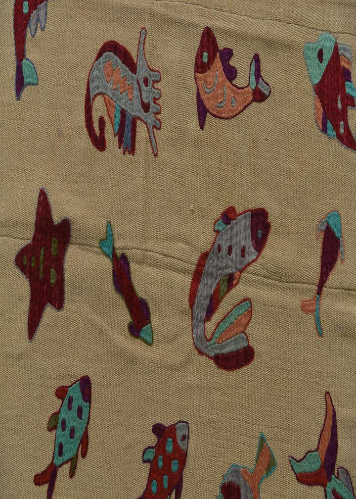 4' 7 x 7' Hand Woven Kilim Suzani Wool Rug