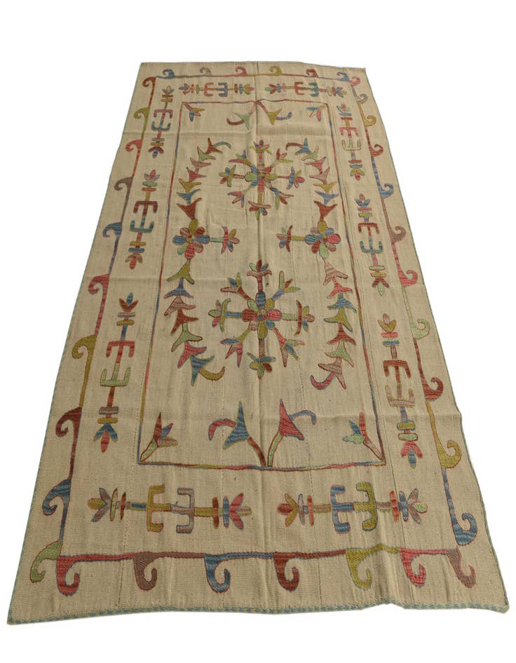 Detail image of 5' 6 x 7' 6  Hand Woven Kilim Suzani Wool Rug