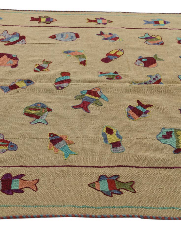 Detail image of 5' x 6' 8  Hand Woven Kilim Suzani Wool Rug