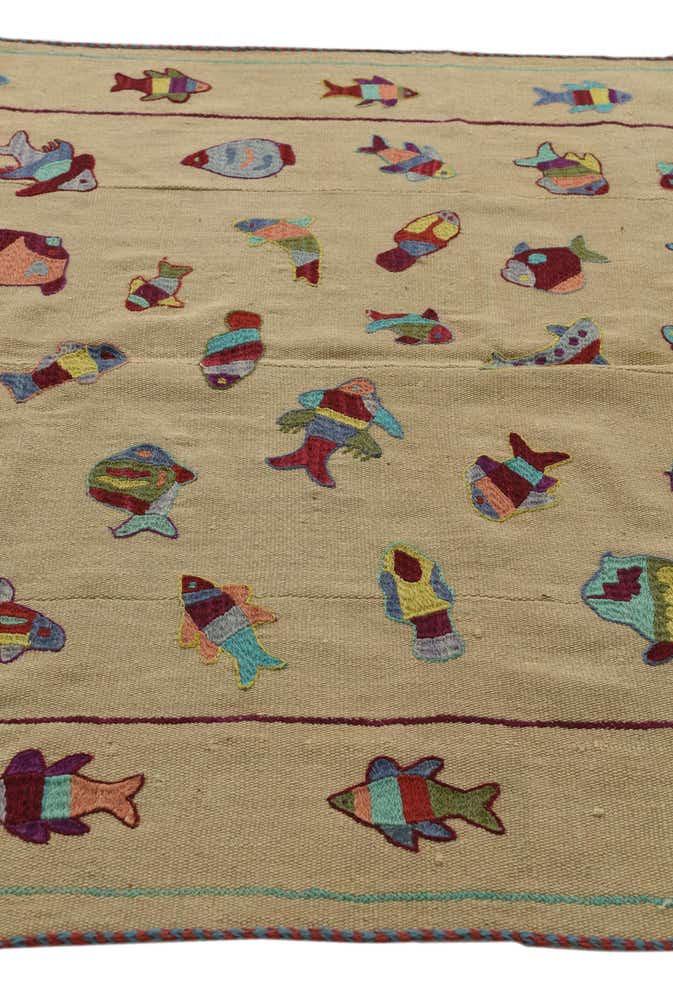 5' x 6' 8 Hand Woven Kilim Suzani Wool Rug