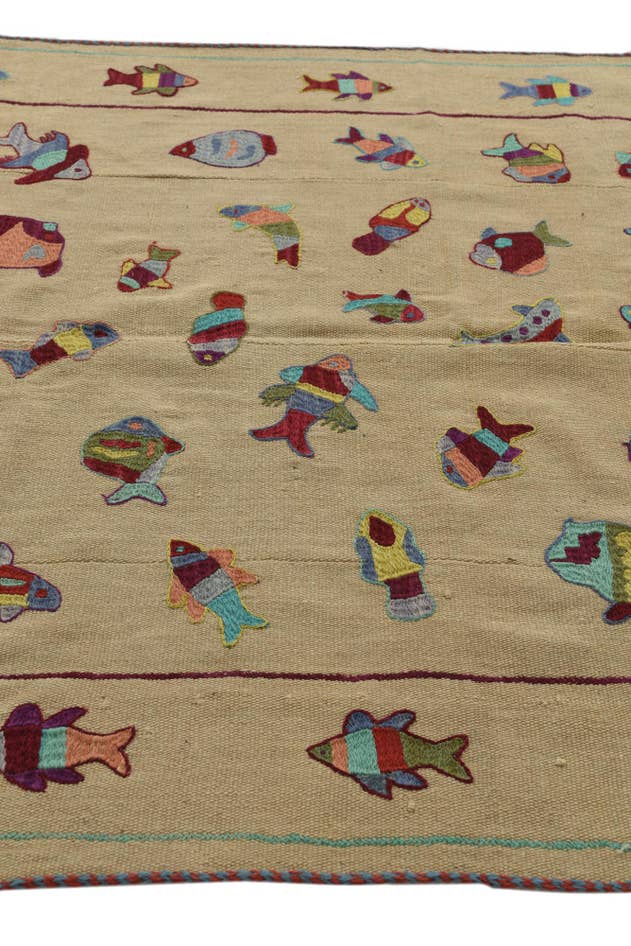 Detail image of 5' x 6' 8 Hand Woven Kilim Suzani Wool Rug