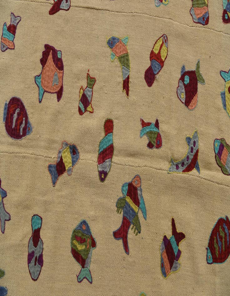 Detail image of 5' x 6' 8  Hand Woven Kilim Suzani Wool Rug