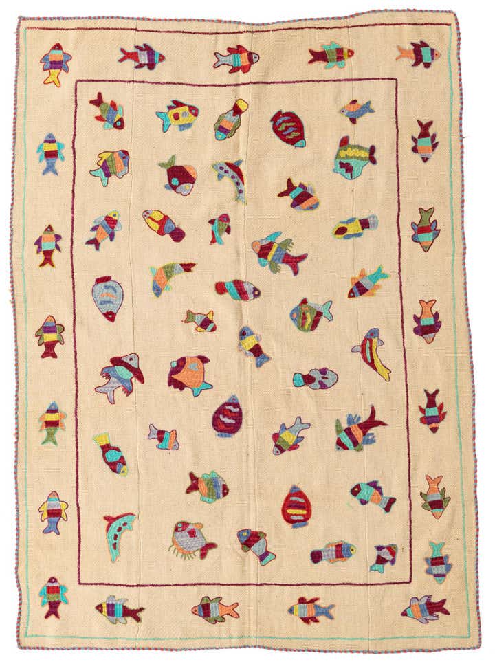 5' x 6' 8 Hand Woven Kilim Suzani Wool Rug