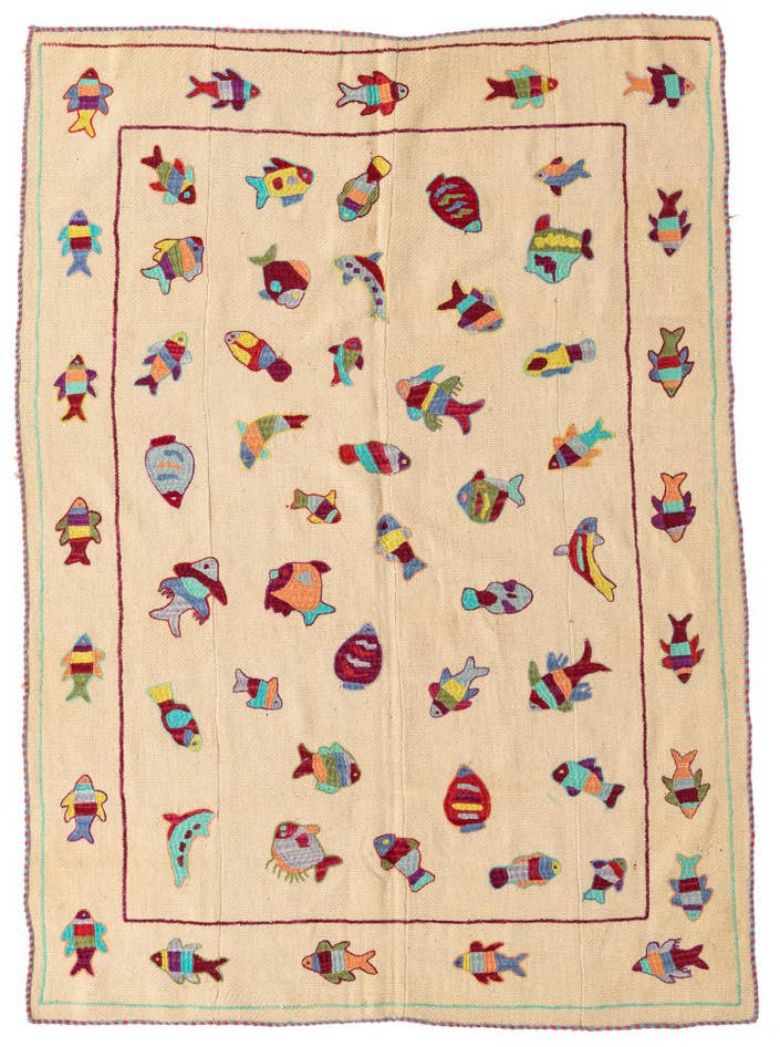 Detail image of 5' x 6' 8 Hand Woven Kilim Suzani Wool Rug