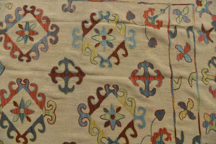 6' x 7' 8 Hand Woven Kilim Suzani Wool Rug