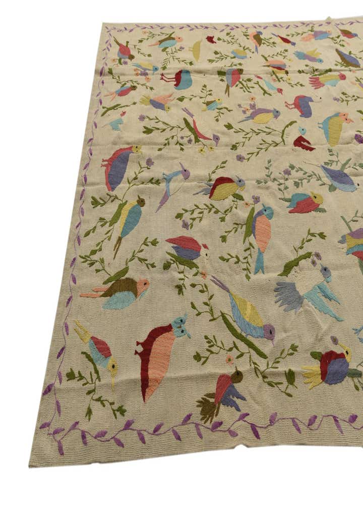 8' x 9' 4 Hand Woven Kilim Suzani Wool Rug
