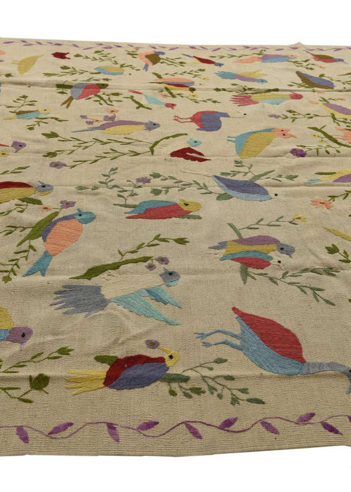 8' x 9' 4 Hand Woven Kilim Suzani Wool Rug