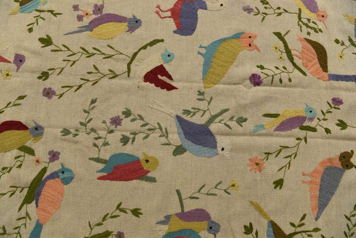 8' x 9' 4 Hand Woven Kilim Suzani Wool Rug