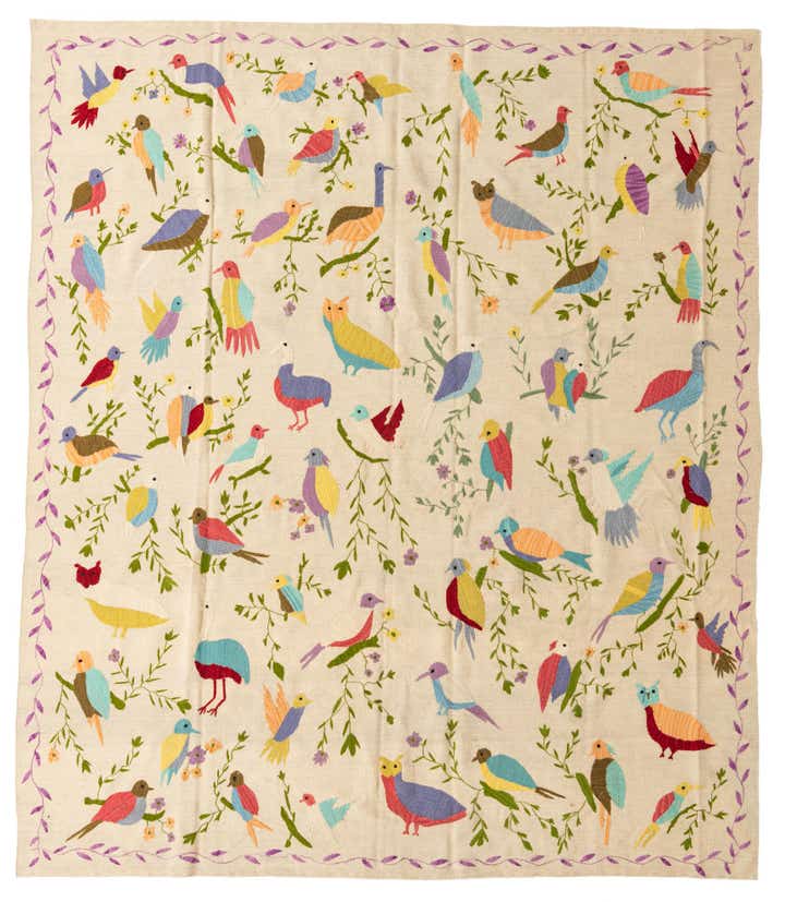 8' x 9' 4 Hand Woven Kilim Suzani Wool Rug