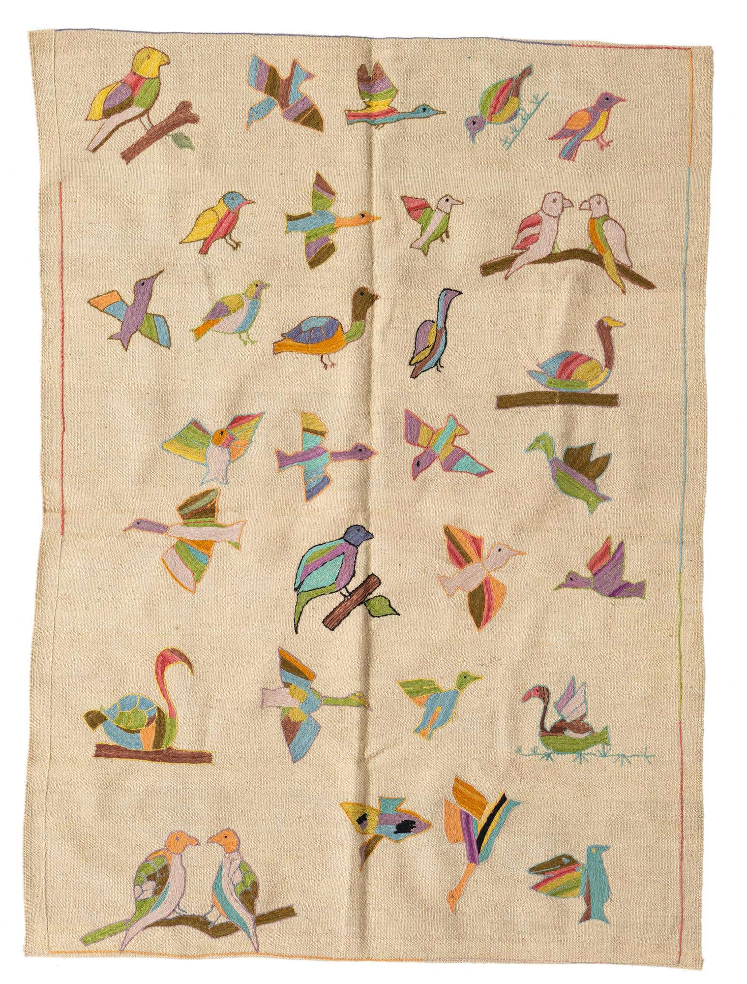 4' 1 x 5' 8 Hand Woven Kilim Suzani Wool Rug