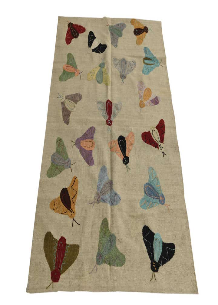 3' 3 x 4' 8 Hand Woven Kilim Suzani Wool Rug