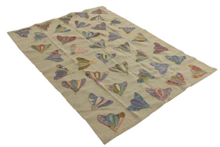 4' 2 x 5' 8 Hand Woven Kilim Suzani Wool Rug