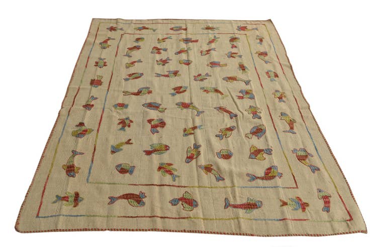 Detail image of 5' x 6' 3 Hand Woven Kilim Suzani Wool Rug