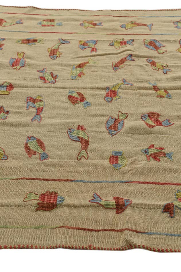 Detail image of 5' x 6' 3 Hand Woven Kilim Suzani Wool Rug