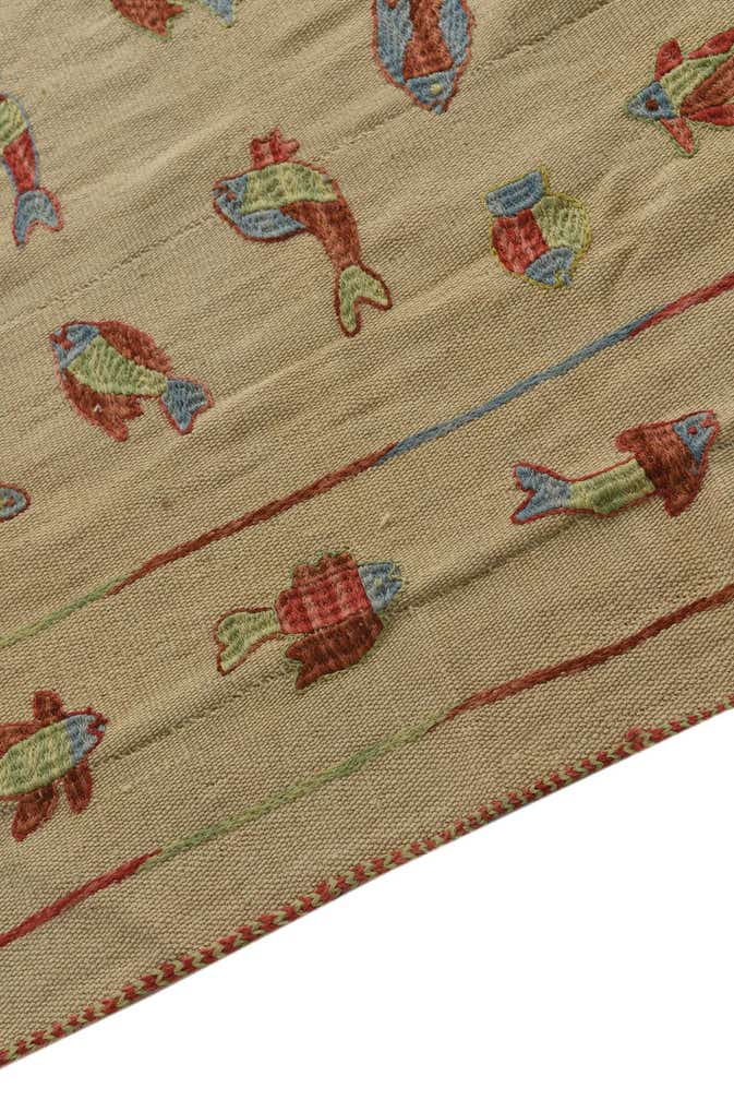 5' x 6' 3 Hand Woven Kilim Suzani Wool Rug