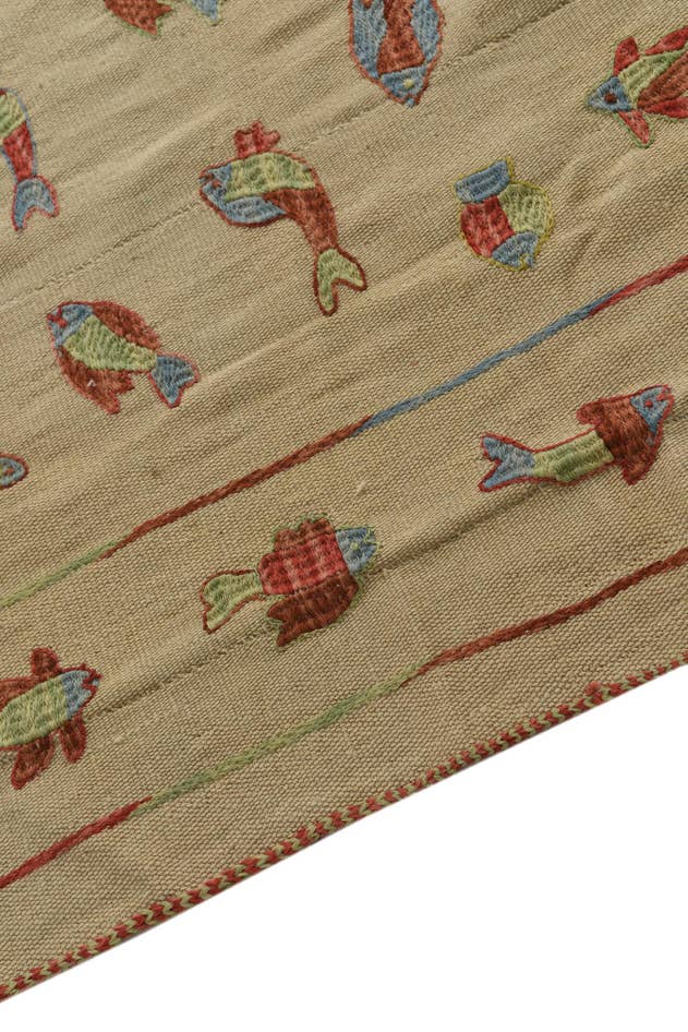 Detail image of 5' x 6' 3 Hand Woven Kilim Suzani Wool Rug