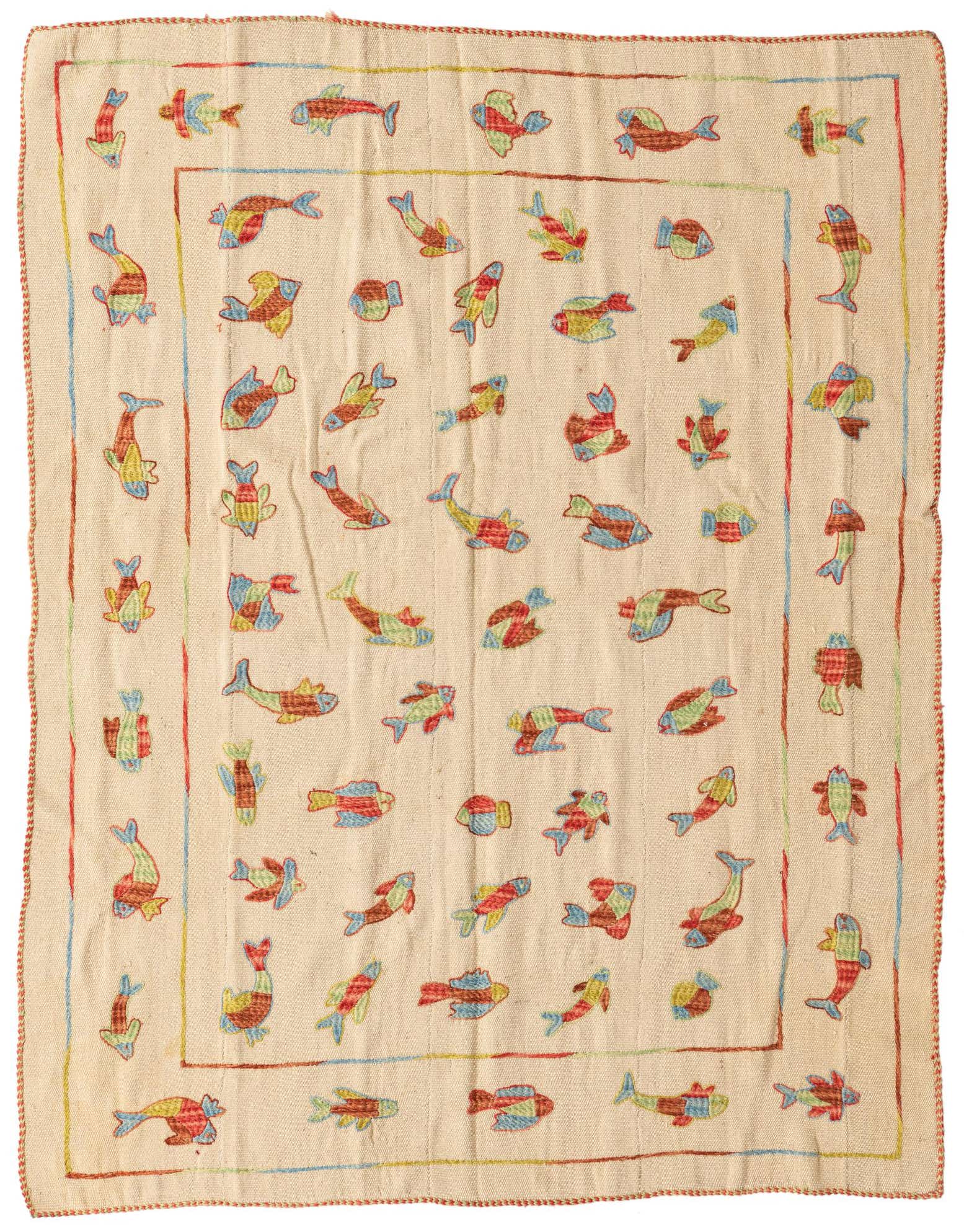 5' x 6' 3 Hand Woven Kilim Suzani Wool Rug