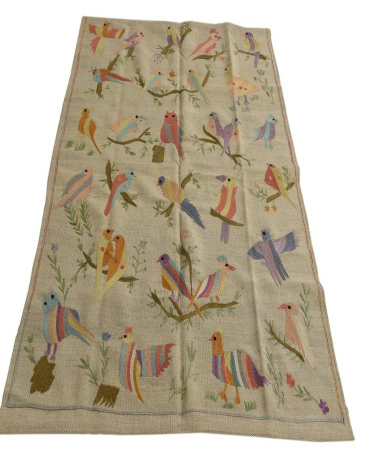 Detail image of 4' 2 x 5' 6  Hand Woven Kilim Suzani Wool Rug