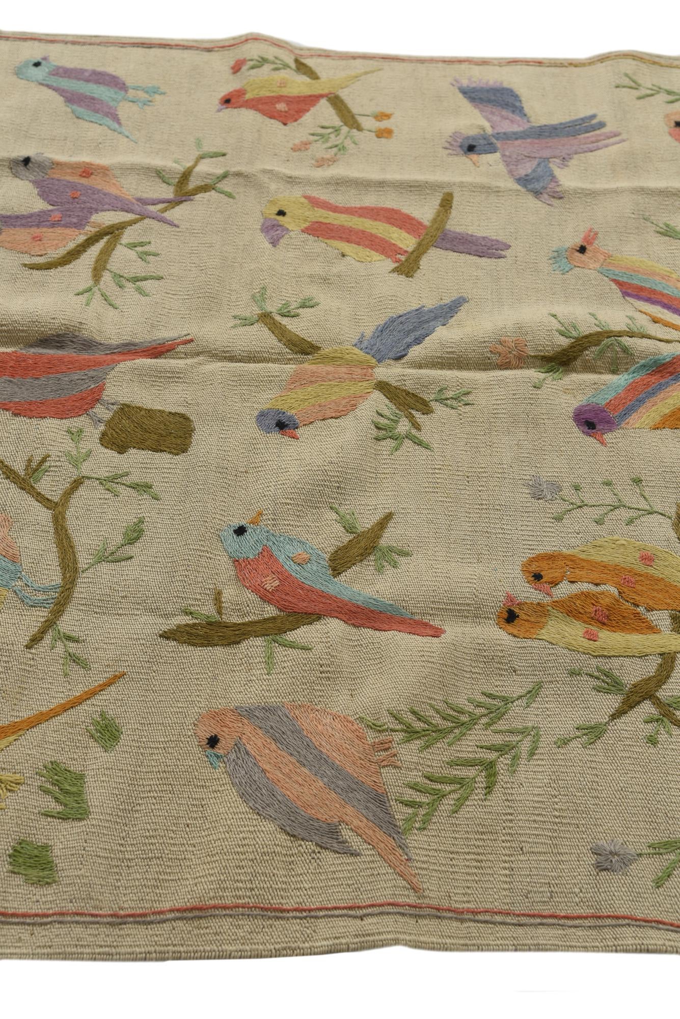 4' 2 x 5' 6 Hand Woven Kilim Suzani Wool Rug