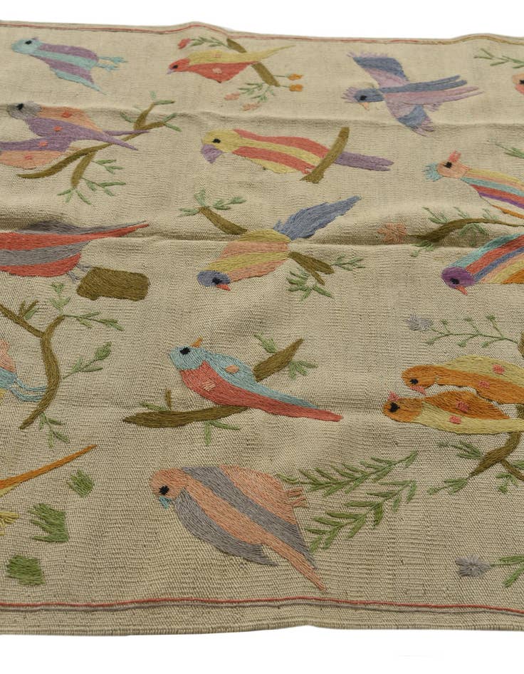 Detail image of 4' 2 x 5' 6 Hand Woven Kilim Suzani Wool Rug