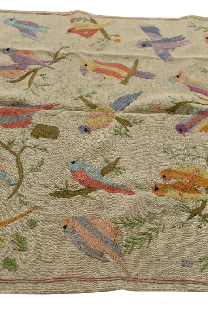 4' 2 x 5' 6 Hand Woven Kilim Suzani Wool Rug