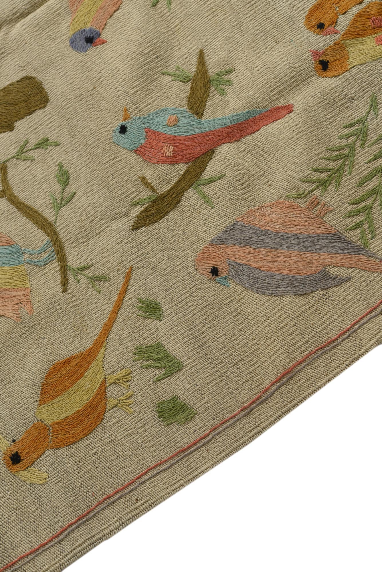 4' 2 x 5' 6 Hand Woven Kilim Suzani Wool Rug